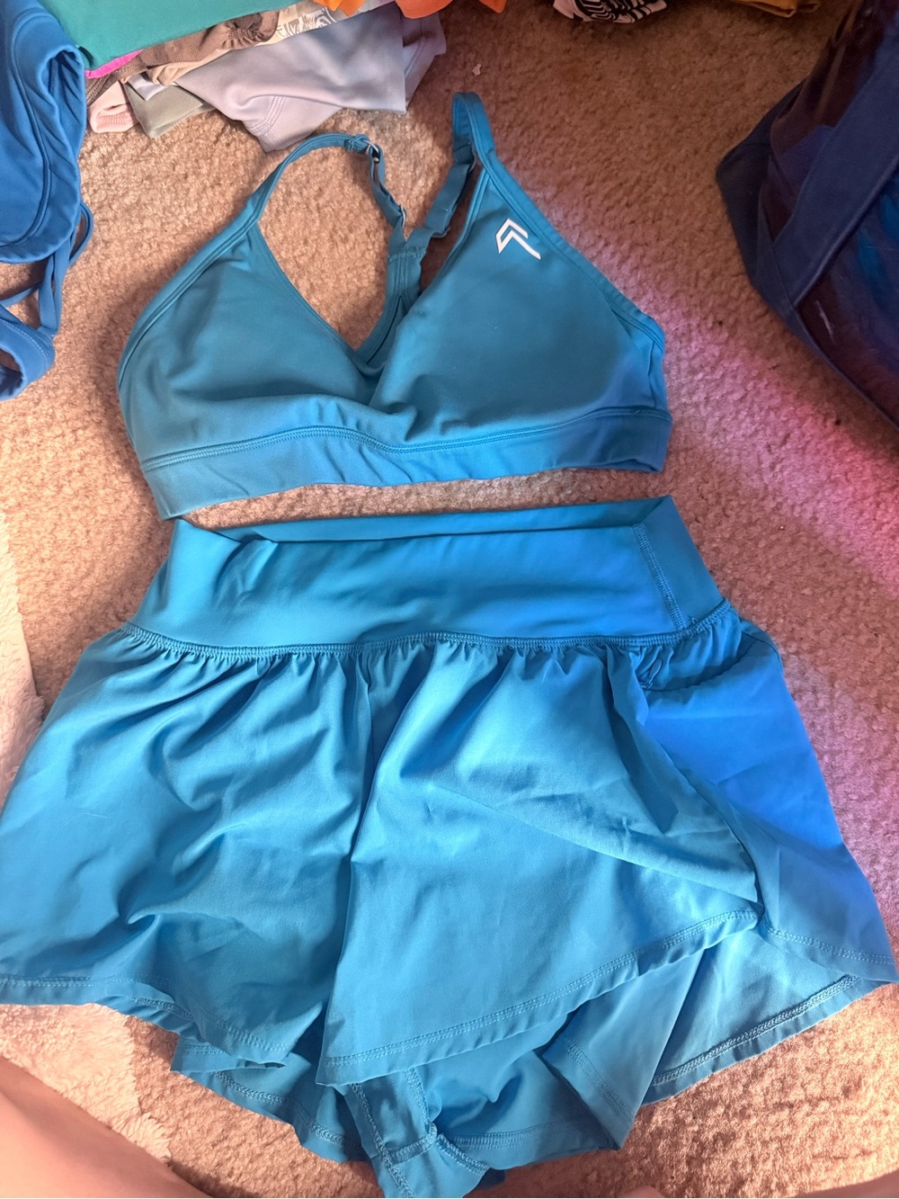 Oner Active Aqua Blue Sports Bra and Skort Set